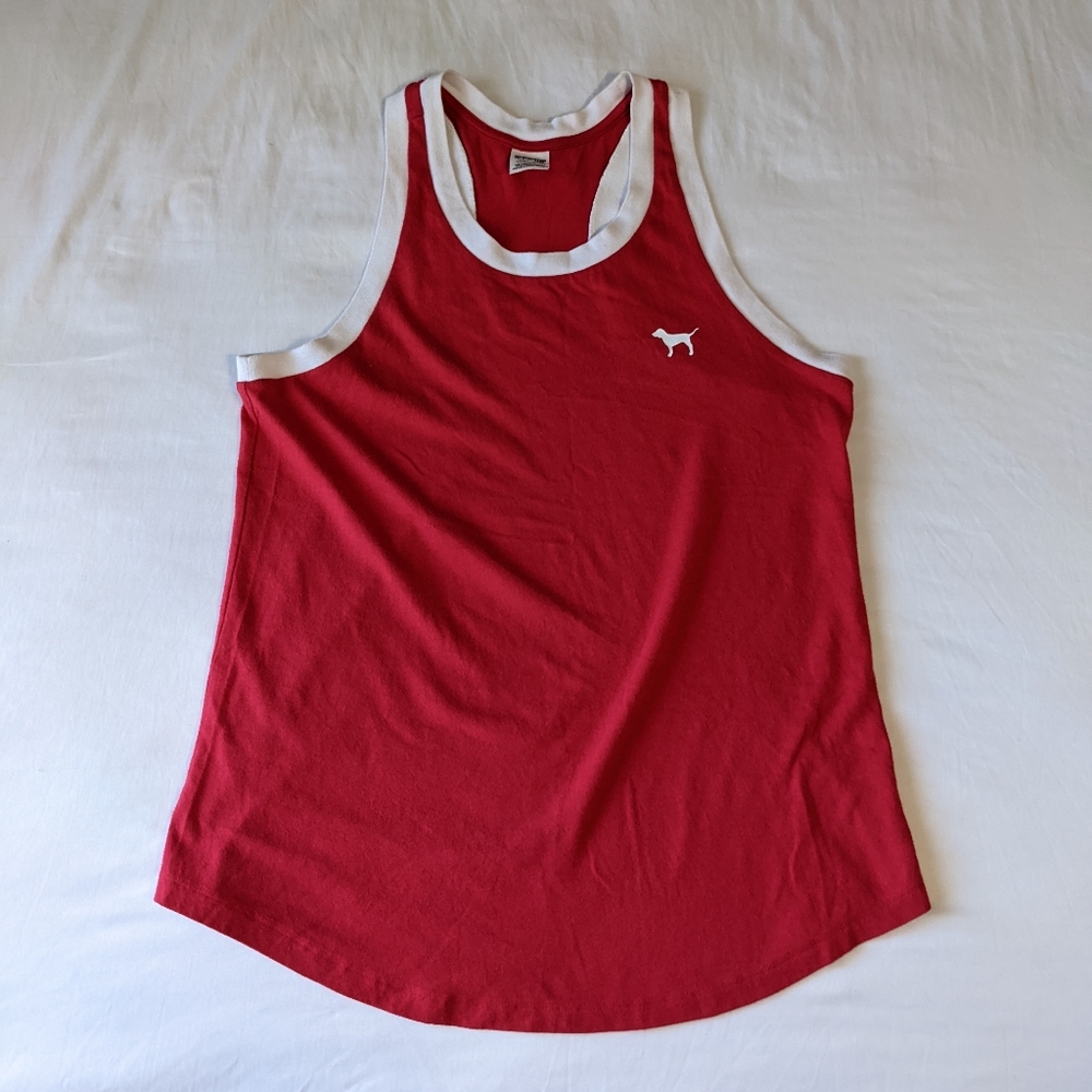 Pink Victoria's secret Red and white Racer Back Tank Top Women's Size Small